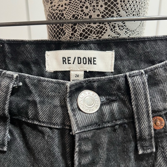 RE/DONE High Rise Black Straight Jeans Size 24 - Picture 1 of 3